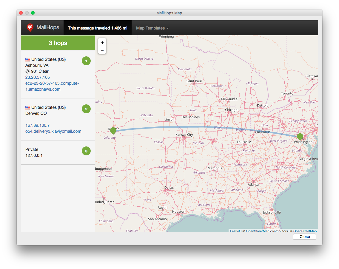 MailHops Route Map MailHops Route Map